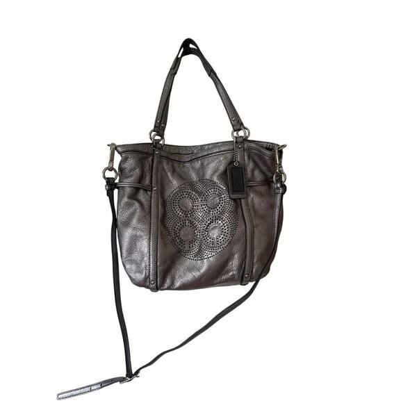 Coach Audrey Metallic Cinch Tie Perforated Tote Leather Crossbody 19568 - Picture 1 of 13